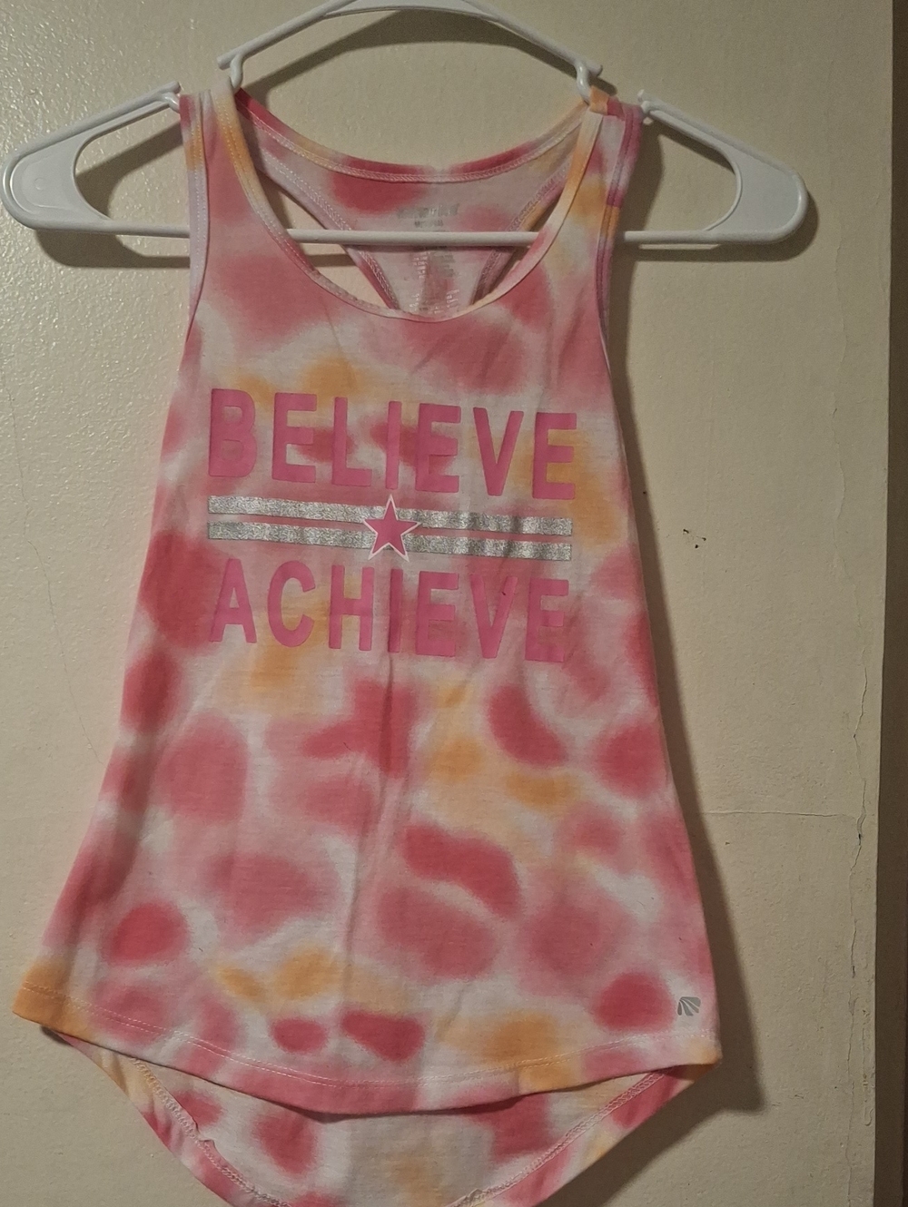 Marika Pink and Orange Tie-Dye 'Believe Achieve' Girls' Tank